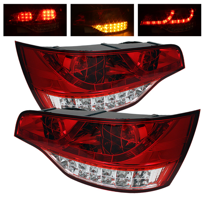 Audi Q7 07-09 LED Tail Lights - Red Clear