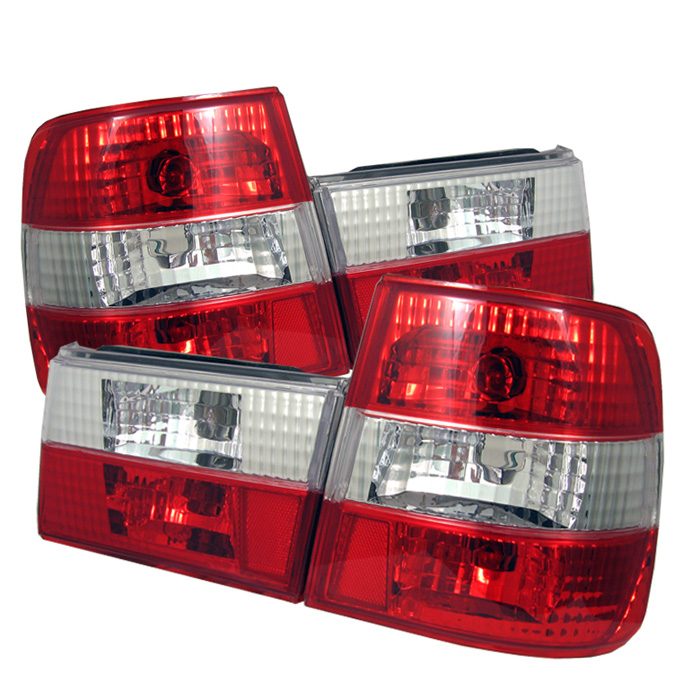 BMW E34 5-Series 88-95 Euro Style Tail Lights - Red Clear - Click Image to Close
