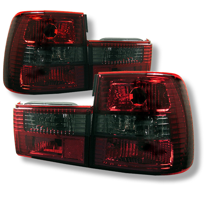 BMW E34 5-Series 88-95 Euro Style Tail Lights - Red Smoke - Click Image to Close