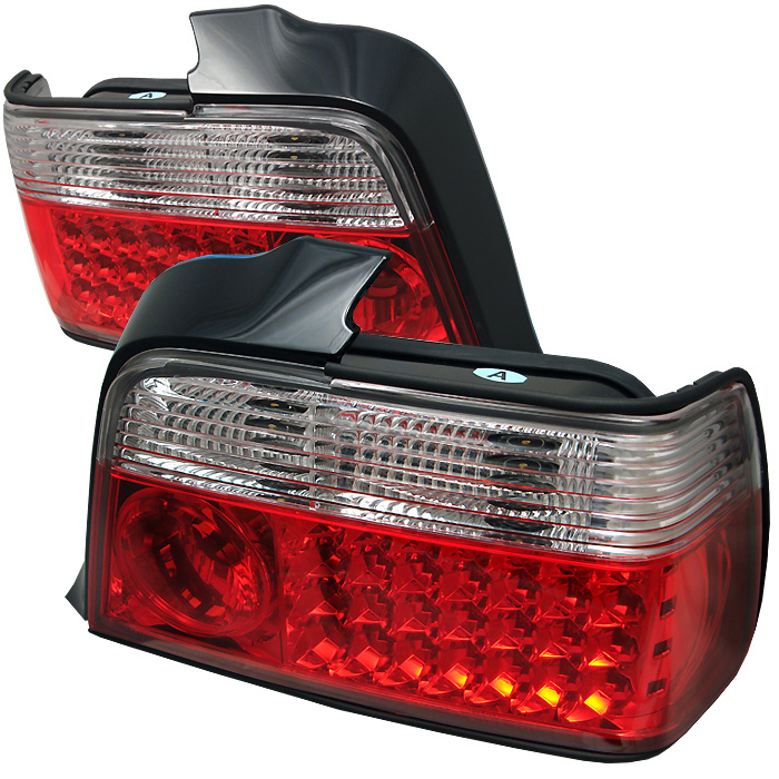 BMW E36 3-Series 92-98 4Dr LED Tail Lights - Red Clear