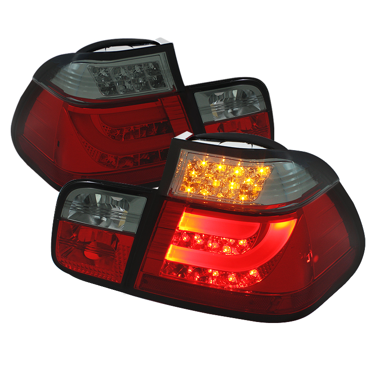 BMW E46 3-Series 99-01 4Dr Light Bar Style LED Tail Lights - Red