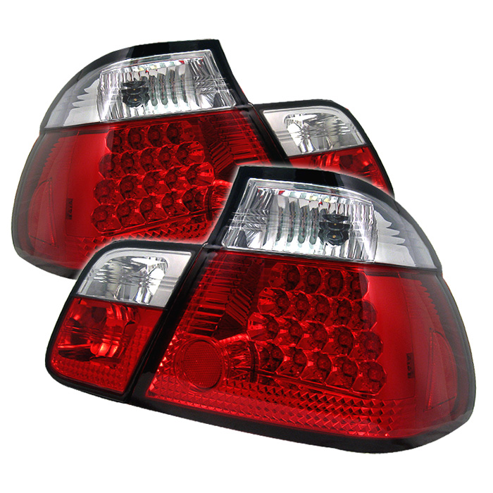 BMW E46 3-Series 99-01 4Dr LED Tail Lights - Red Clear