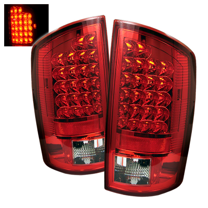 Dodge Ram 07-08 1500/2500/3500 LED Tail Lights - Red Clear