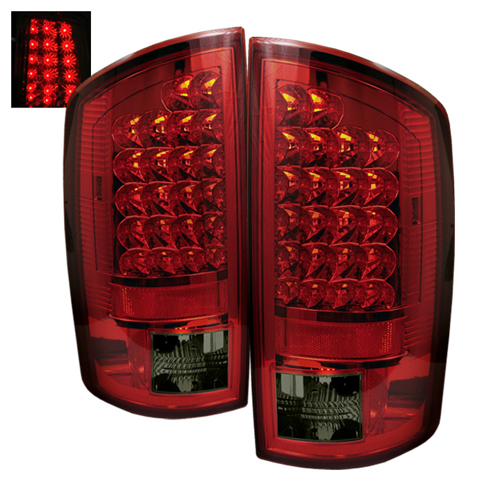 Dodge Ram 07-08 1500/2500/3500 LED Tail Lights - Red Smoke