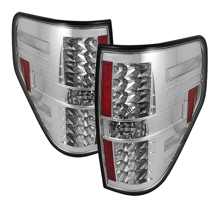Ford F150 Styleside 09-12 LED Tail Lights - Chrome - Click Image to Close