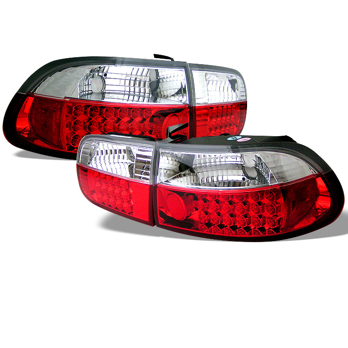 Honda Civic 92-95 2/4DR LED Tail Lights - Red Clear