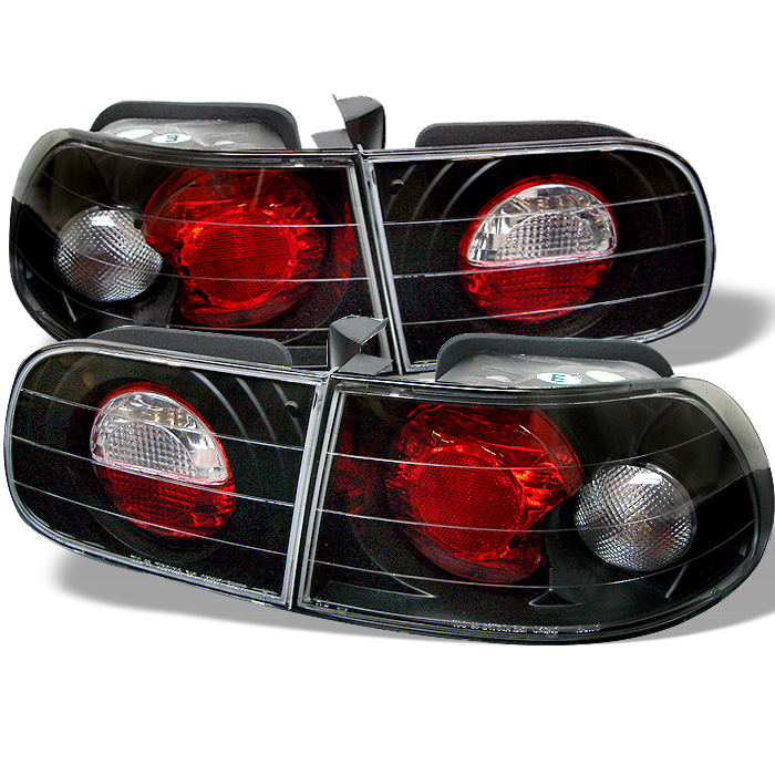 Honda Civic 92-95 3DR Euro Style Tail Lights - Black - Click Image to Close
