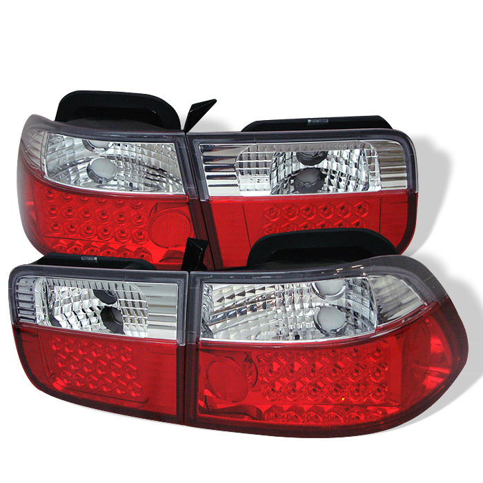 Honda Civic 96-00 2Dr LED Tail Lights - Red Clear