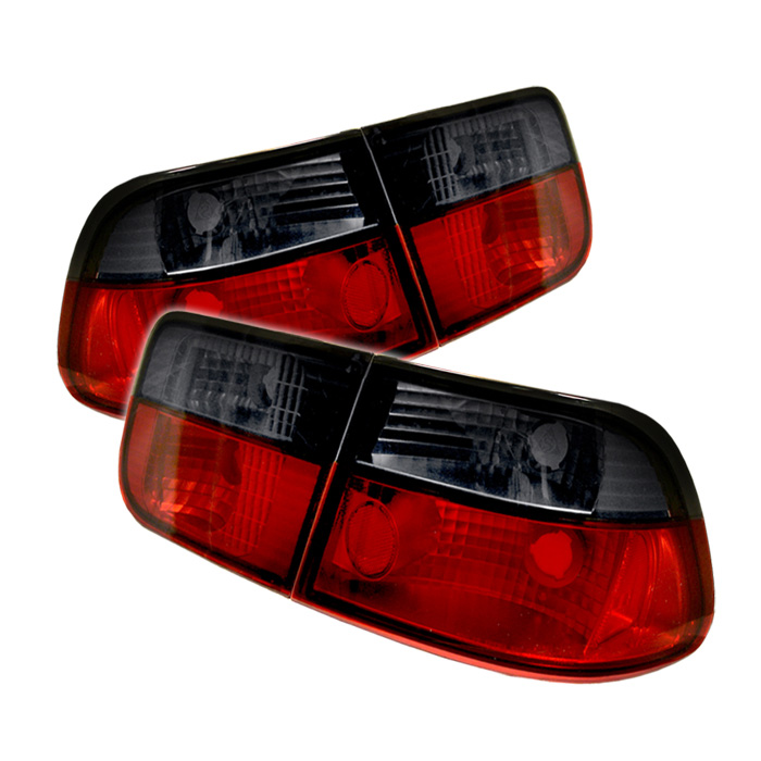 Honda Civic 96-00 2Dr Euro Style Tail Lights - Red Smoke