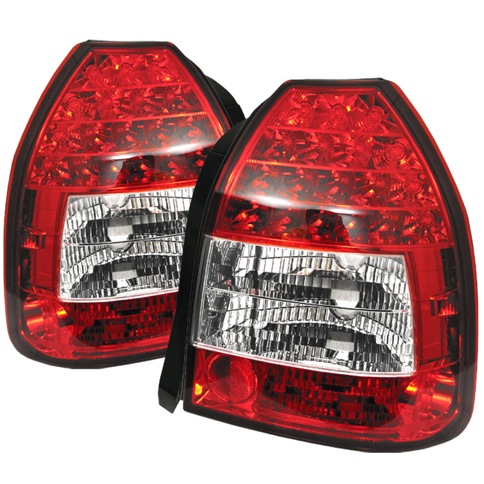 Honda Civic 96-00 3DR LED Tail Lights - Red Clear