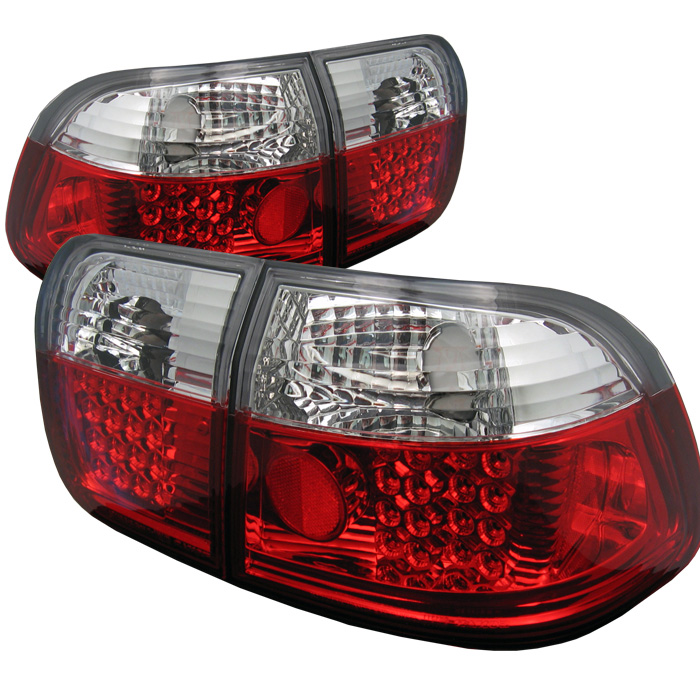 Honda Civic 96-98 4Dr LED Tail Lights - Red Clear - Click Image to Close