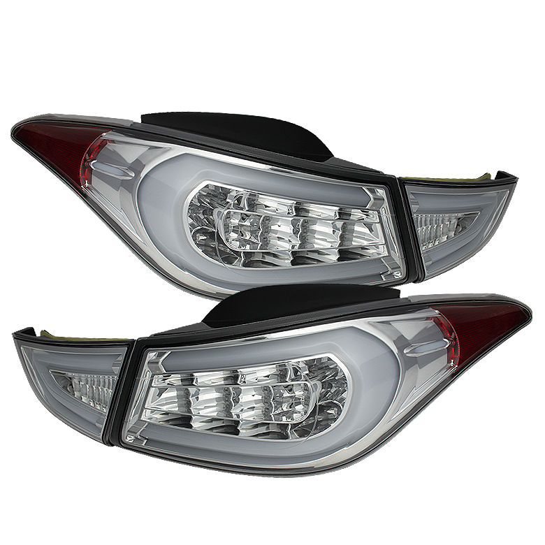 Hyundai Elantra 11-13 Light Bar LED Tail Lights - Chrome - Click Image to Close