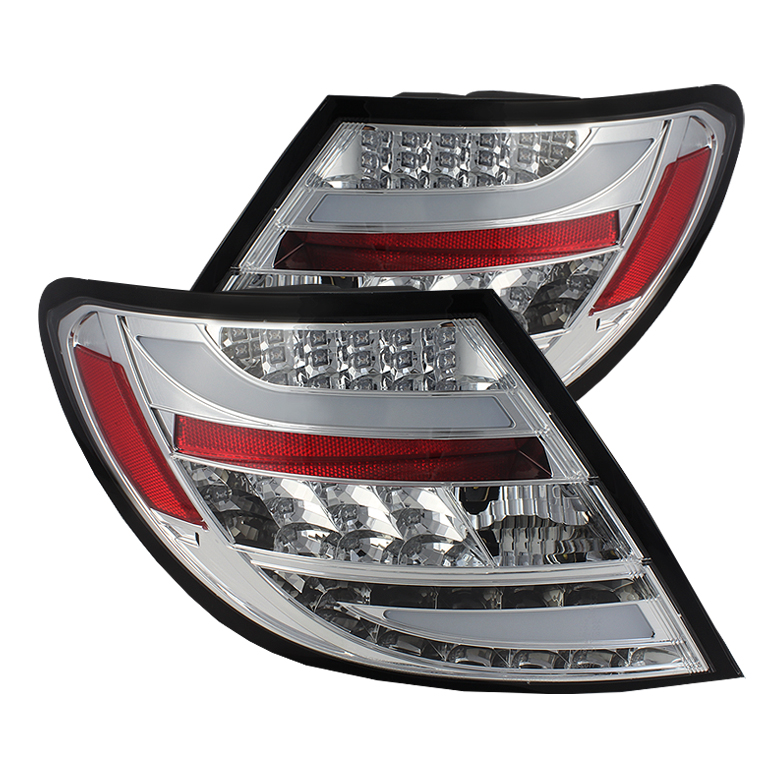Mercedes Benz W204 C-Class 08-10 LED Tail Lights - Chrome - Click Image to Close
