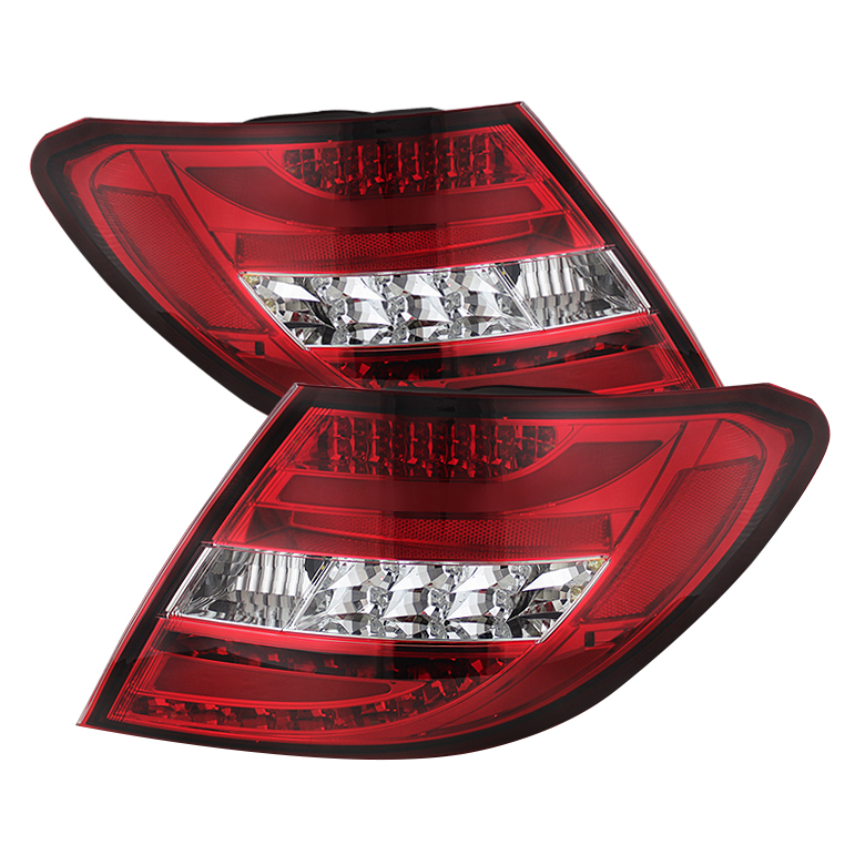 Mercedes Benz W204 C-Class 11-12 LED Tail Lights - Red Clear