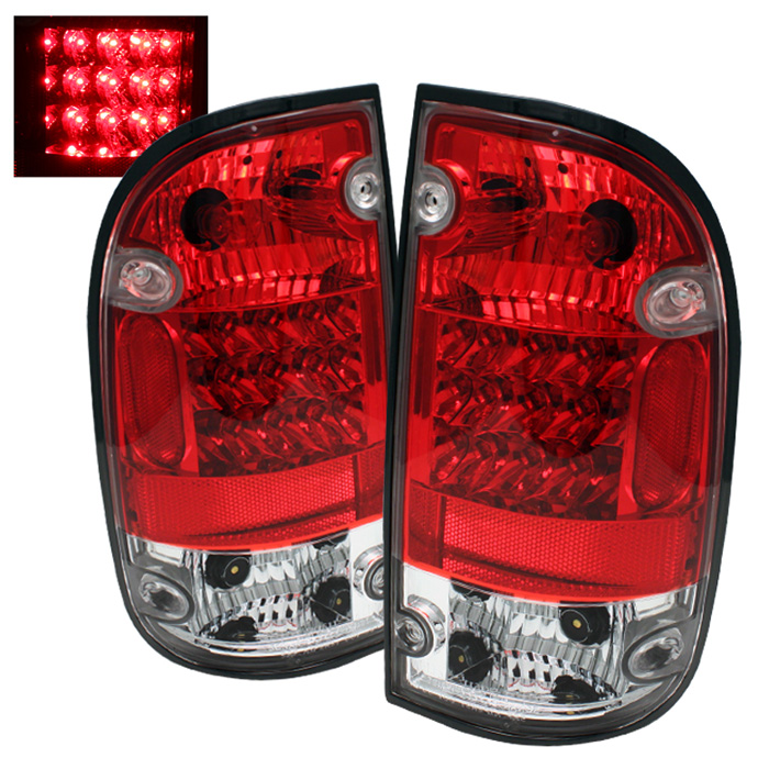Toyota Tacoma 01-04 LED Tail Lights - Red Clear