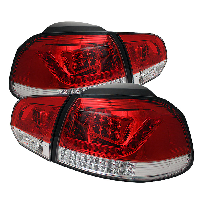 Volkswagen Golf / GTI 10-12 LED Tail Lights - Red Clear - Click Image to Close